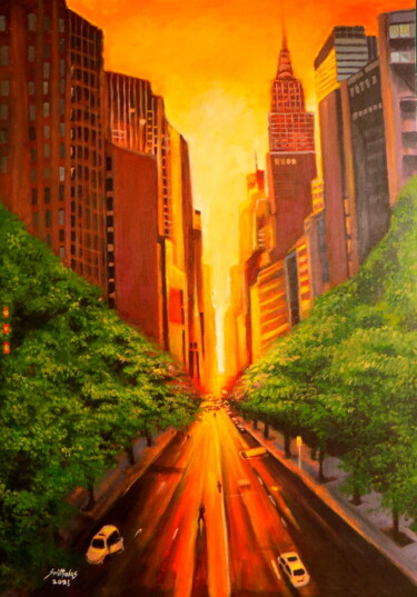 Painting titled "Magical Sunset in N…" by Olaoluwa Smith, Original Artwork, Acrylic