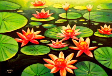 Peinture intitulée "Lotus" par Olaoluwa Smith, Œuvre d'art originale, Acrylique