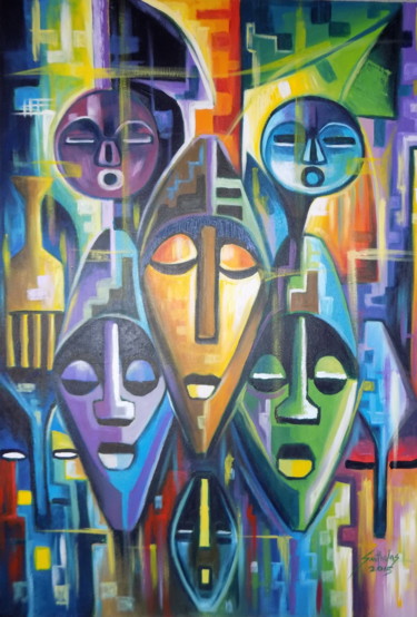 Картина под названием "culture and heritage" - Olaoluwa Smith, Подлинное произведение искусства, Масло