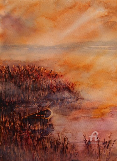 Peinture intitulée "Morning fog" par Aleksandra Stankevic-Diakun, Œuvre d'art originale, Aquarelle
