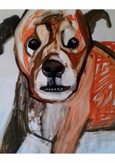 Pittura intitolato "Sourire de chien" da Olga Rocher, Opera d'arte originale, Gouache