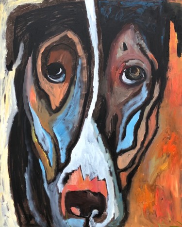 Peinture intitulée "Orange Dog" par Olga Rocher, Œuvre d'art originale, Huile