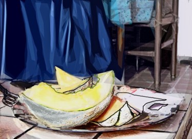 Dessin intitulée "melon" par Olivier Dermine, Œuvre d'art originale, Autre