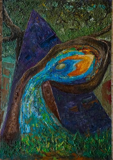 Malarstwo zatytułowany „Зарядка в лесу” autorstwa Марк Тепляков, Oryginalna praca, Olej