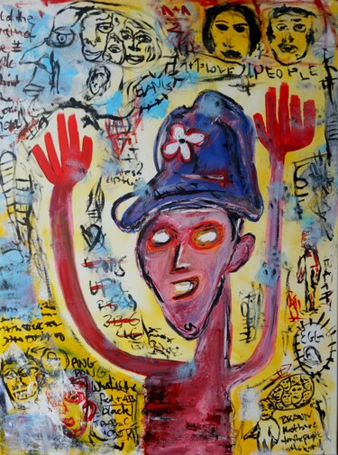 Картина под названием "Brain and Love" - Ole Müller, Подлинное произведение искусства, Акрил Установлен на Деревянная рама д…