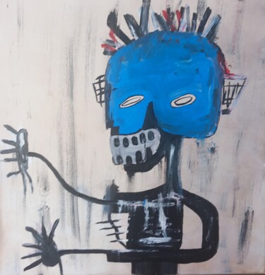 Painting titled "Robot" by Ole Müller, Original Artwork, Acrylic Mounted on Wood Stretcher frame
