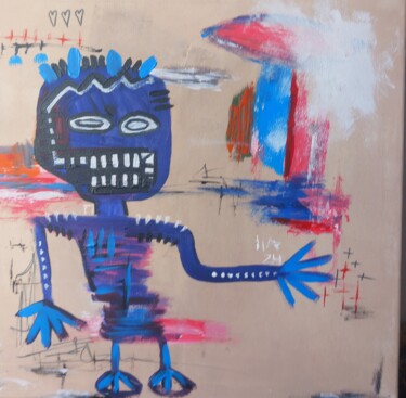 Painting titled "Robot II" by Ole Müller, Original Artwork, Acrylic Mounted on Wood Stretcher frame