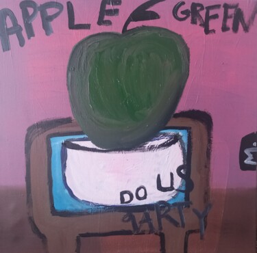 Painting titled "Apple Green" by Ole Müller, Original Artwork, Acrylic Mounted on Wood Stretcher frame