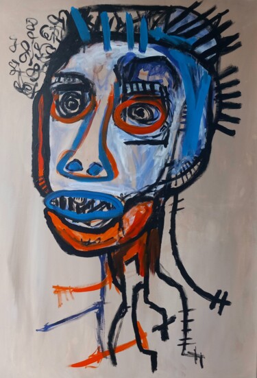 Schilderij getiteld "Blue Man" door Ole Müller, Origineel Kunstwerk, Acryl