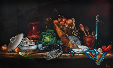 Картина под названием "The still life with…" - Oleg Baulin, Подлинное произведение искусства, Масло