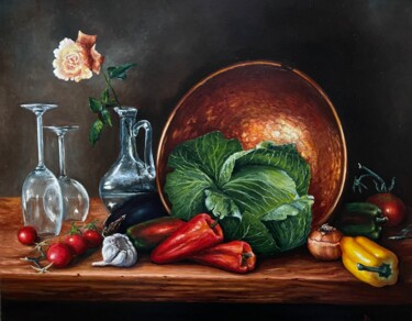 Painting titled "Still life with a l…" by Oleg Baulin, Original Artwork, Oil