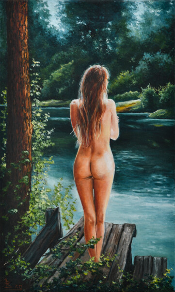 Painting titled "The warm morning" by Oleg Baulin, Original Artwork, Oil