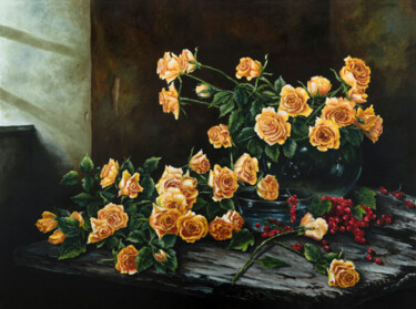 Painting titled "Still life with yel…" by Oleg Baulin, Original Artwork, Oil