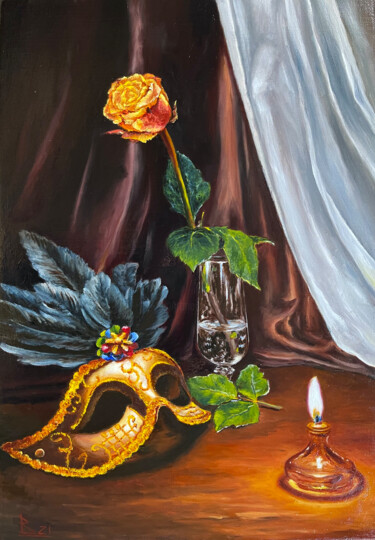 Painting titled "Still life with a V…" by Oleg Baulin, Original Artwork, Oil