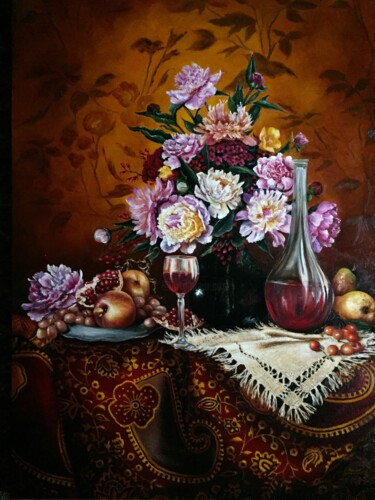 Painting titled "Festive still life" by Oleg Baulin, Original Artwork, Oil
