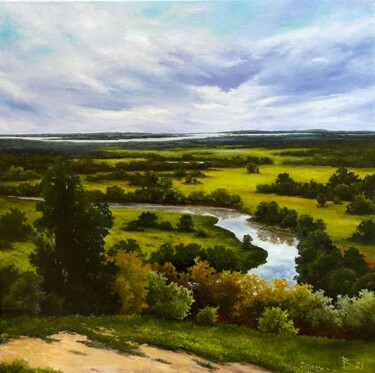 Painting titled "Hills and plains" by Oleg Baulin, Original Artwork, Oil
