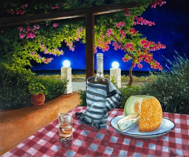 Картина под названием "A warm evening in R…" - Oleg Baulin, Подлинное произведение искусства, Масло