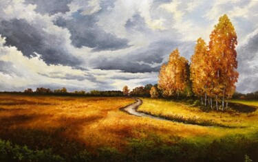 Painting titled "Autumn meadows" by Oleg Baulin, Original Artwork, Oil
