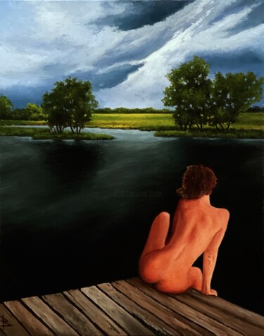 Painting titled "Summer storm" by Oleg Baulin, Original Artwork, Oil