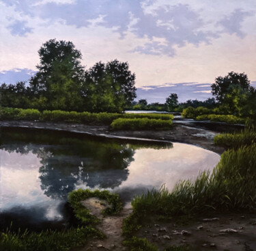 Peinture intitulée "Summer landscape" par Oleg Baulin, Œuvre d'art originale, Huile Monté sur Châssis en bois