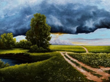 Картина под названием "Morning before the…" - Oleg Baulin, Подлинное произведение искусства, Масло Установлен на Деревянная…