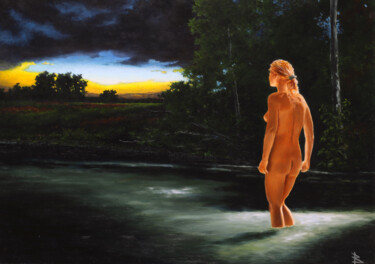 Malarstwo zatytułowany „Before the dawn” autorstwa Oleg Baulin, Oryginalna praca, Olej Zamontowany na Drewniana rama noszy