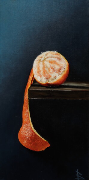 Painting titled "The orange" by Oleg Baulin, Original Artwork, Oil Mounted on Wood Stretcher frame