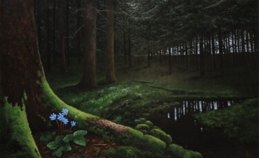 Peinture intitulée "Forest" par Oleg Baulin, Œuvre d'art originale, Huile Monté sur Châssis en bois