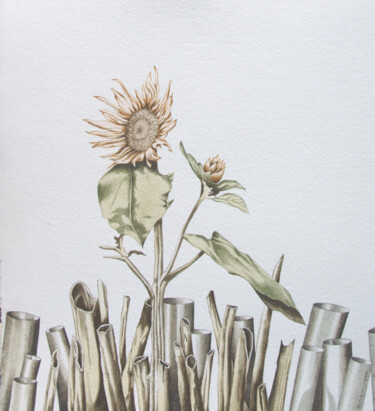 Peinture intitulée "Sonnenblume" par Oleg Breininger, Œuvre d'art originale, Aquarelle
