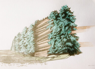 Картина под названием "Bäume" - Oleg Breininger, Подлинное произведение искусства, Акварель