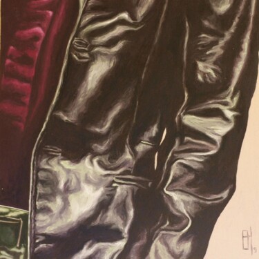 Pintura intitulada "schwarze Jacke" por Oleg Breininger, Obras de arte originais, Acrílico