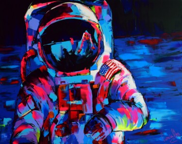 Painting titled "Man on the Moon" by Oleg Cameira, Original Artwork, Acrylic