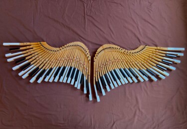 Sculpture titled "Angel Wings made fr…" by Oleg Degtyarenko, Original Artwork, Wood Mounted on Wood Panel