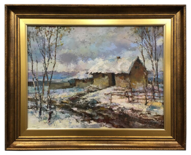 Painting titled "Pasternak's spring,…" by Oleg Demko, Original Artwork, Oil Mounted on Wood Stretcher frame