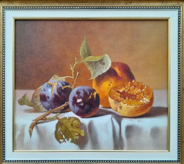 Картина под названием ""Сливы и персики"" - Олег Дыдышко, Подлинное произведение искусства, Масло