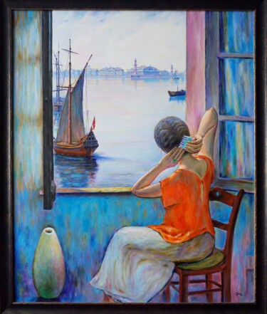 Картина под названием "У окна." - Oleg Gavrilov, Подлинное произведение искусства, Акрил