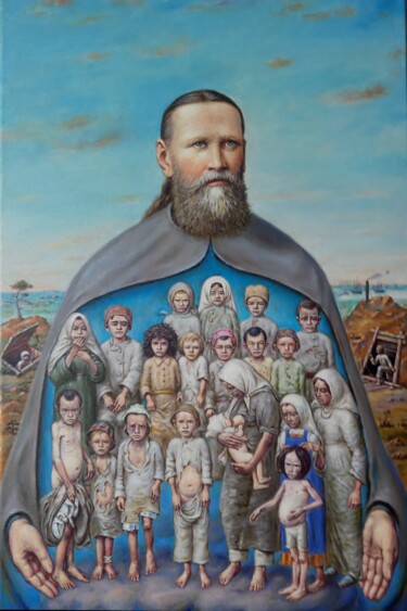 Painting titled "Иоанн Кронштадтский…" by Oleg Gavrilov, Original Artwork, Acrylic