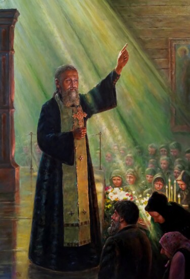 Картина под названием "Проповедь" - Oleg Gavrilov, Подлинное произведение искусства, Акрил