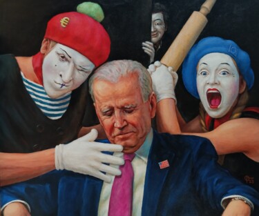 Painting titled "Спящий Джо и благод…" by Oleg Gavrilov, Original Artwork, Acrylic