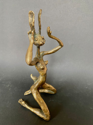 Sculpture titled "Bunny (II), small b…" by Oleg Kalashnik, Original Artwork, Bronze
