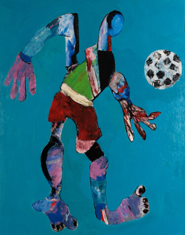 Malerei mit dem Titel "football game" von Oleg Kaplan, Original-Kunstwerk, Acryl