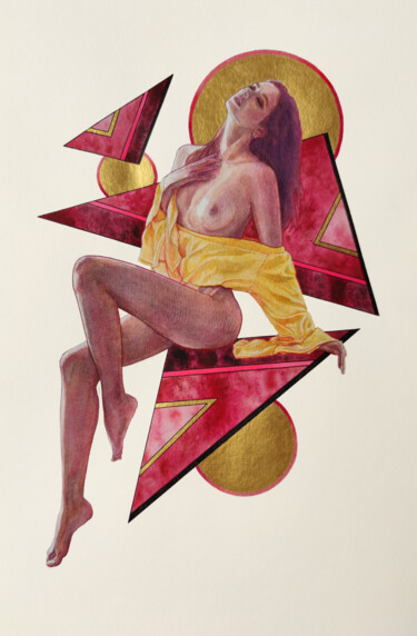 Malerei mit dem Titel "Synergy III" von Oleg Kaznacheiev, Original-Kunstwerk, Aquarell