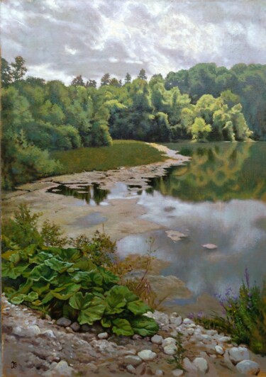 Schilderij getiteld "Old pond" door Oleg Khoroshilov, Origineel Kunstwerk, Olie