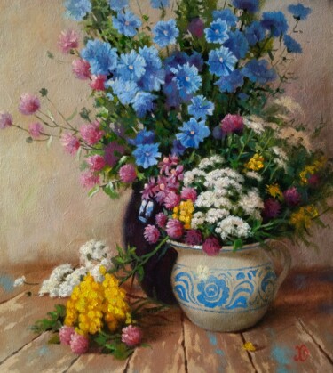Peinture intitulée "Bouquets of flowers" par Oleg Khoroshilov, Œuvre d'art originale, Huile