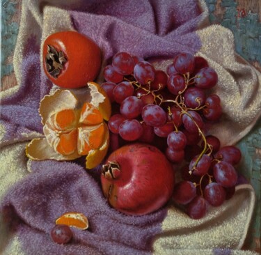 Картина под названием "Still life with fru…" - Oleg Khoroshilov, Подлинное произведение искусства, Масло