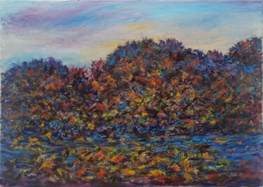 Painting titled "Magic sunset colors" by Oleg Kirnos, Original Artwork, Oil