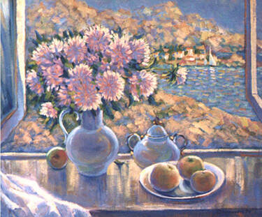 Painting titled "Утро" by Oleg Korotkevic, Original Artwork, Oil