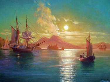 Peinture intitulée "Golfo di Napoli" par Oleg Kylagin, Œuvre d'art originale, Huile