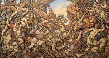 Pittura intitolato "Изгнание Илидора из…" da Oleg Litvinov, Opera d'arte originale, Olio