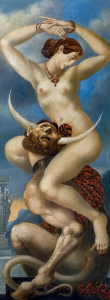 Pittura intitolato "Похищение женщины" da Oleg Litvinov, Opera d'arte originale, Olio